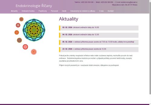 Zobrazit webové stránky Endokrinologie Říčany - MUDr. Magdalena Matějková Běhanová, Ph.D., MUDr. Natalya Tyan