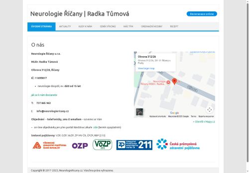 Zobrazit webové stránky Neurologie Říčany - MUDr. Radka Tůmová
