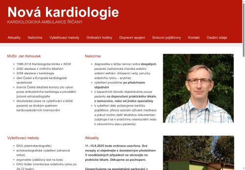 Zobrazit webové stránky Kardiologická ambulance - Nová kardiologie - MUDr. Jan Kohoutek