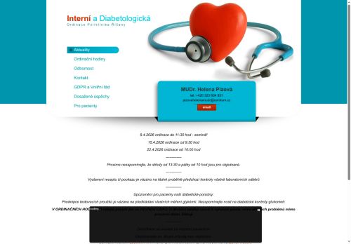 Zobrazit webové stránky Interní a diabetologická ordinace - MUDr. Helena Pízová