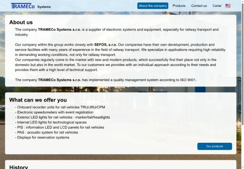 Webové stránky TRAMECo Systems, s.r.o., Blansko