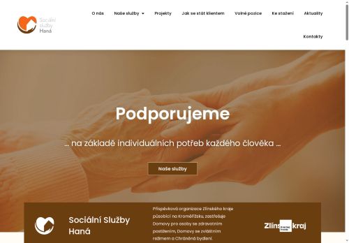 Webové stránky Sociální služby Haná, příspěvková organizace, Kvasice