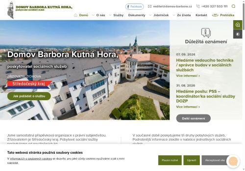 Domov Barbora Kutná Hora, poskytovatel sociálních služeb nabízí práci na pozici Pracovník v sociálních službách - pro Domov pro seniory v obci Kutná Hora