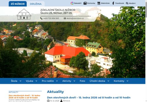 Webové stránky Základní škola Nižbor, okres Beroun, Nižbor