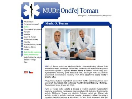 Ambulance myoskeletální medicíny, chiropraxe a akupunktury - MUDr. Ondřej Toman
