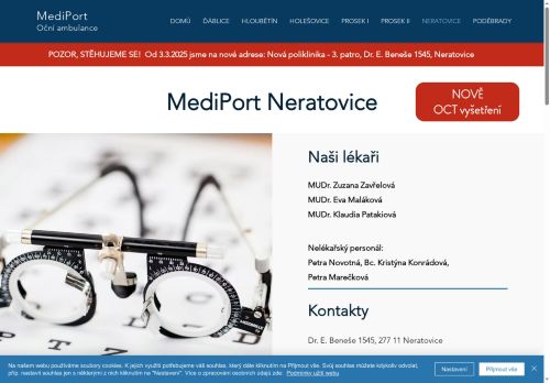 Zobrazit webové stránky Oční ambulance MEDIPORT - MUDr. Zuzana Zavřelová, MUDr. Klaudia Patakiová