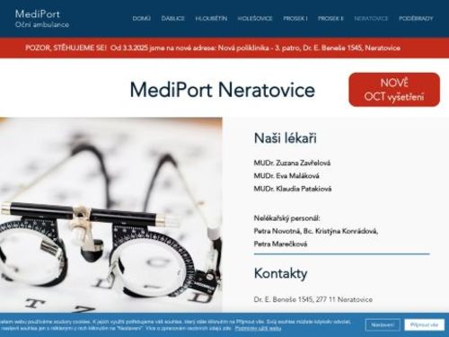 Oční ambulance MEDIPORT - MUDr. Zuzana Zavřelová, MUDr. Klaudia Patakiová