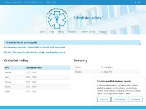 Praktický lékař pro dospělé - MUDr. Václava Kozohorská