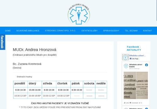 Zobrazit webové stránky Praktický lékař pro dospělé - Středisko zdraví spol. s.r.o. - MUDr. Andrea Hronzová