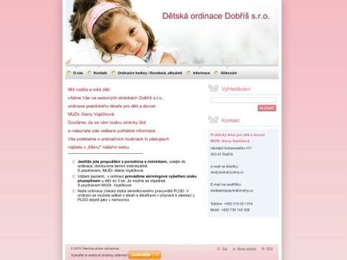 Praktický lékař pro děti a dorost - Dětská ordinace Dobříš s.r.o. - MUDr. Alena Vojáčková, MUDr. Jana Veselá