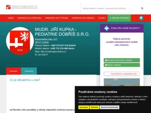 Praktický lékař pro děti a dorost - Pediatrie Dobříš s.r.o. - MUDr. Jiří Kupka
