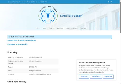 Zobrazit webové stránky RTG a sonografie (ultrazvuk) - Středisko zdraví spol. s.r.o. - MUDr. Markéta Zikmundová