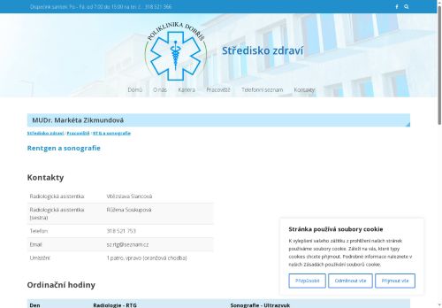 Zobrazit webové stránky RTG a sonografie (ultrazvuk) - Středisko zdraví spol. s.r.o. - MUDr. Markéta Zikmundová