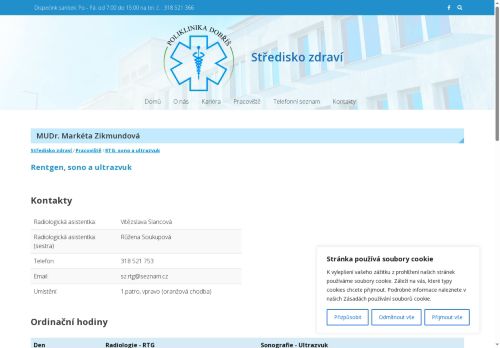 Zobrazit webové stránky RTG a sonografie (ultrazvuk) - Středisko zdraví spol. s.r.o. - MUDr. Markéta Zikmundová