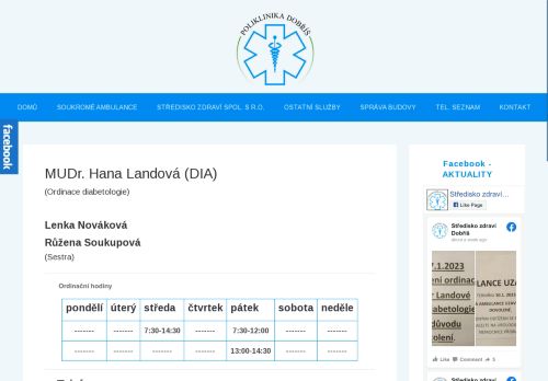 Zobrazit webové stránky Diabetologická ambulance - Středisko zdraví spol. s.r.o. - MUDr. Hana Landová