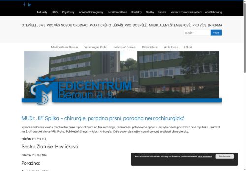 Zobrazit webové stránky Chirurgie, poradna prsní, poradna neurochirurgická Medicentrum Beroun - MUDr. Jiří Spilka