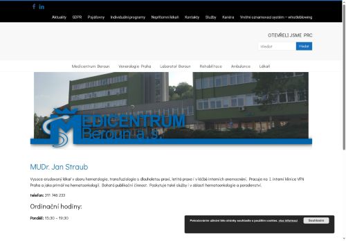 Zobrazit webové stránky Hematologie Medicentrum Beroun - MUDr. Jan Straub