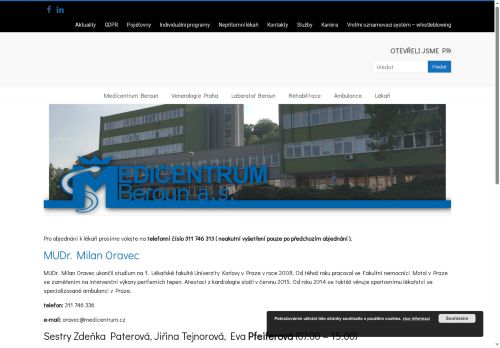 Zobrazit webové stránky Kardiologie Medicentrum Beroun - MUDr. Milan Oravec