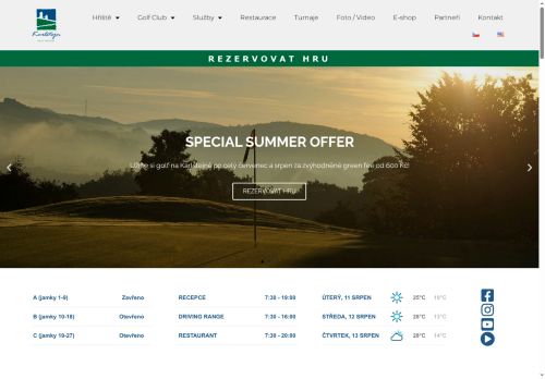 Webové stránky GOLF RESORT KARLŠTEJN a.s., Liteň