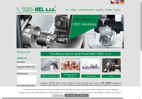 Webové stránky KRO-MEL s.r.o., Čestlice