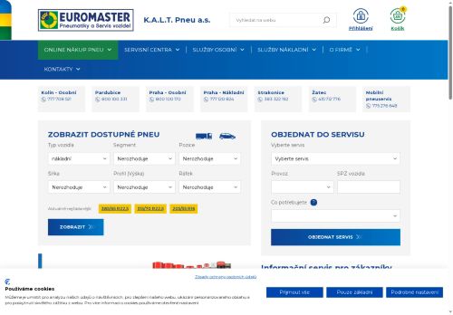 Webové stránky K.A.L.T. Pneu a.s., Kolín