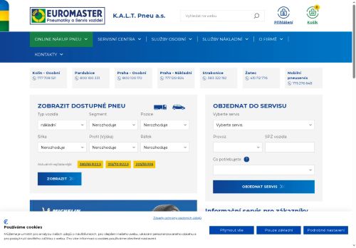 Webové stránky K.A.L.T. Pneu a.s., Kolín