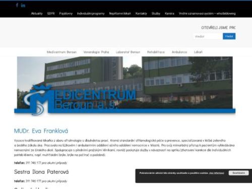 Oční ordinace Medicentrum Beroun - MUDr. Eva Franklová
