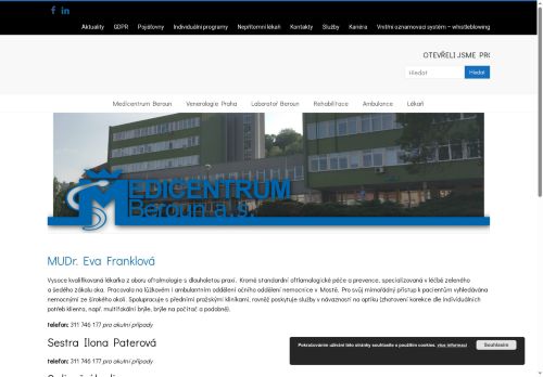 Zobrazit webové stránky Oční ordinace Medicentrum Beroun - MUDr. Eva Franklová