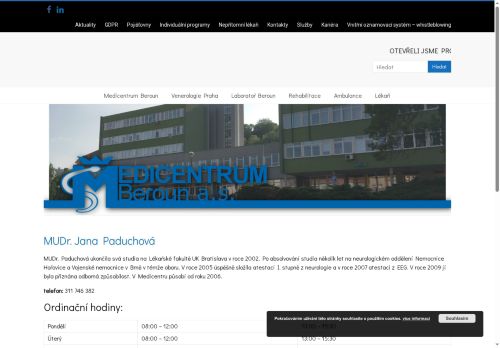 Zobrazit webové stránky Neurologie Medicentrum Beroun - MUDr. Jana Paduchová