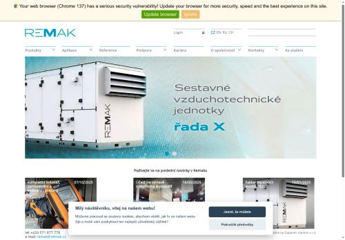 Webové stránky REMAK a.s., Praha