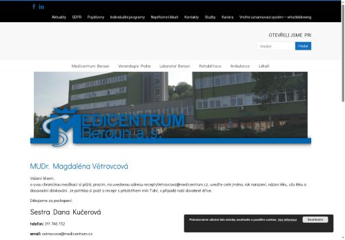 Zobrazit webové stránky Praktický lékař pro dospělé Medicentrum Beroun - MUDr. Magdaléna Větrovcová