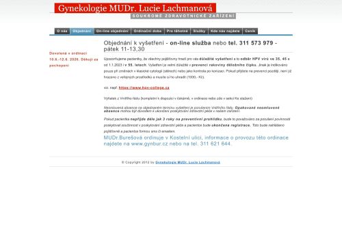 Zobrazit webové stránky Gynekologie - MUDr. Lucie Lachmanová