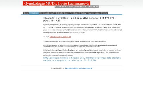 Zobrazit webové stránky Gynekologie - MUDr. Lucie Lachmanová