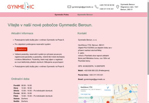 Zobrazit webové stránky Gynekologie Gynmedic Beroun - MUDr. Šárka Pokorná