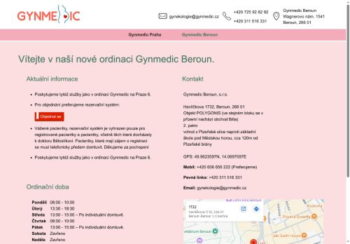 Zobrazit webové stránky Gynekologie Gynmedic Beroun - MUDr. Šárka Pokorná
