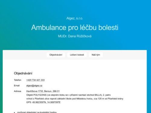 Ambulance pro léčbu bolesti Algez s.r.o. - MUDr. Dana Růžičková