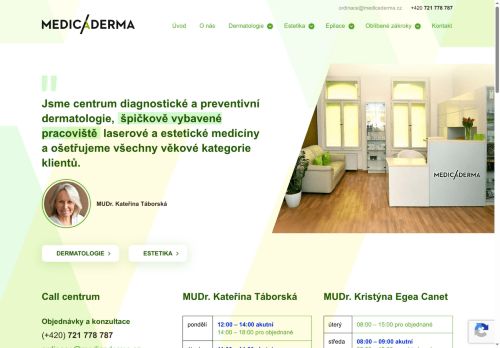 Zobrazit webové stránky Kožní ordinace Medicaderma s.r.o. - MUDr. Kateřina Táborská
