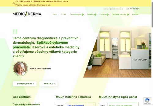 Zobrazit webové stránky Kožní ordinace Medicaderma s.r.o. - MUDr. Kateřina Táborská