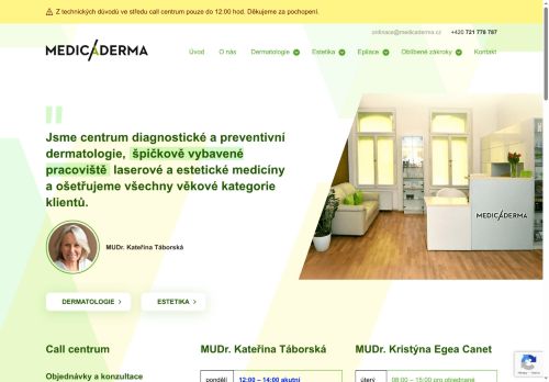 Zobrazit webové stránky Kožní ordinace Medicaderma s.r.o. - MUDr. Kateřina Táborská
