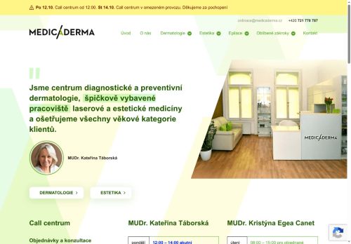 Zobrazit webové stránky Kožní ordinace Medicaderma s.r.o. - MUDr. Kateřina Táborská