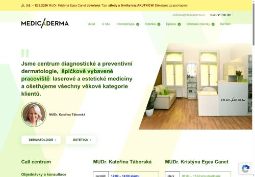 Zobrazit webové stránky Kožní ordinace Medicaderma s.r.o. - MUDr. Kateřina Táborská