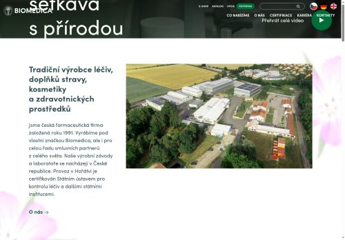 Webové stránky Biomedica, spol. s r.o., Hořátev