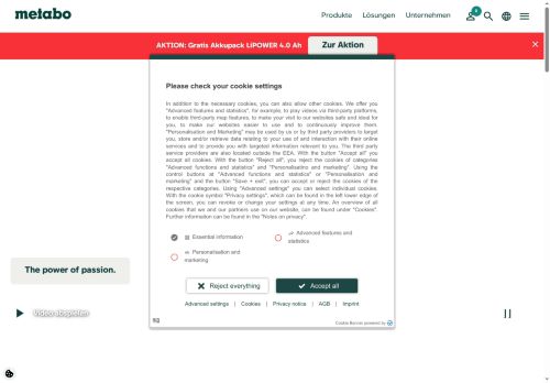 Zobrazit webové stránky Metabo