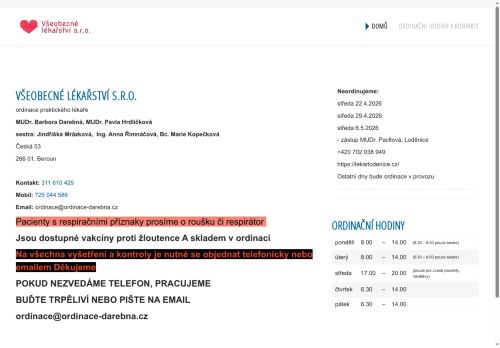 Zobrazit webové stránky Praktický lékař pro dospělé - MUDr. Barbora Darebná, MUDr. Pavla Hrdličková