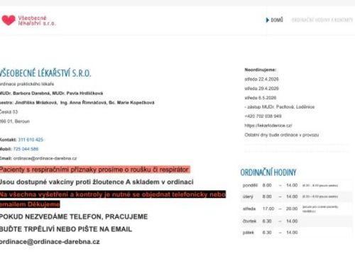 Praktický lékař pro dospělé - MUDr. Barbora Darebná, MUDr. Pavla Hrdličková