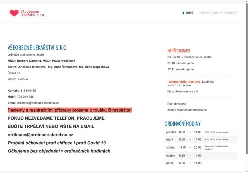 Zobrazit webové stránky Praktický lékař pro dospělé - MUDr. Barbora Darebná, MUDr. Pavla Hrdličková