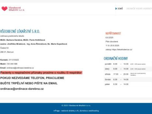 Praktický lékař pro dospělé - MUDr. Barbora Darebná, MUDr. Pavla Hrdličková