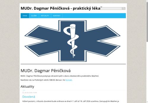 Zobrazit webové stránky Praktický lékař pro dospělé - MUDr. Dagmar Pěničková