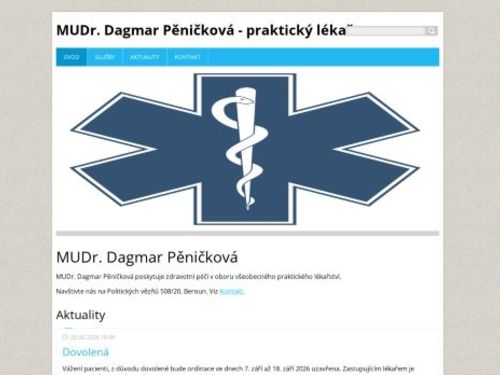 Praktický lékař pro dospělé - MUDr. Dagmar Pěničková