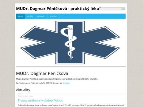 Praktický lékař pro dospělé - MUDr. Dagmar Pěničková